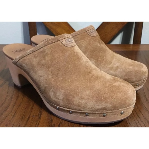 UGG Shoes - UGG Australia 5772  Tan Leather Sheepskin Clogs 12